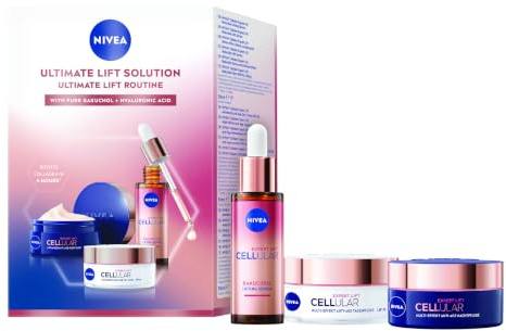 NIVEA CELLULAR Expert Lift Gesichtspflege Set, Tagespflege (50 ml), Nachtcreme (50 ml) & Lift Serum (30 ml), Pflegeset für ein straffes Hautbild & jünger aussehende Haut