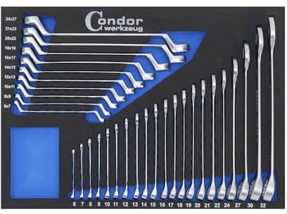 CONDOR Werkzeug 7303 | Gabel-Ringschlüssel-Satz I 31-tlg. | Schaumeinlage 3/3 | SW 6-32 mm | Ringschlüsselsatz | Maulschlüssel Maulringschlüssel Set Profi Werkzeug für Werkstatt und Heimwerker