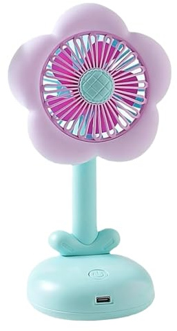 Rurunklee Desk Fans Small Quiet - Flower Quiet Personal Desk Fan,Rechargeable Air Circulator with Night Light for Women Girls Fishing Camping Hiking Travel Picnic Bedroom School
