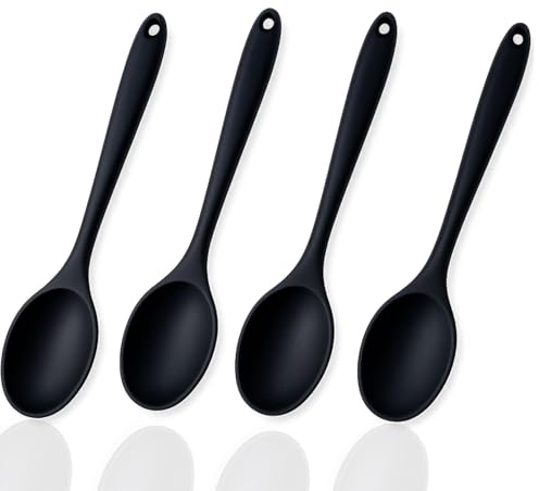 4PCS KochlöFfel Silikon Set, 20cm HitzebestäNdiger Silikon LöFfel Zum Kochen & Servieren Bpa-Frei, SpüLmaschinenfest, Rutschfest SilikonlöFfel Zum RüHren, Mischen, SchöPfen, Reis & SoßEn