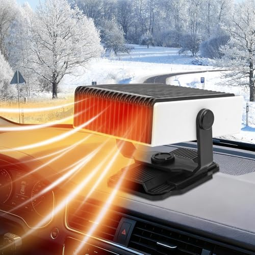 Yizemay 2 in 1 Auto Heizlüfter, 150W 12V Auto Heizung, Doppelmode Heizung & Kühlung, Windschutzscheiben Entfroster Demister, 180° Drehbar Zusatzheizung für SUV LKW PKW Camper