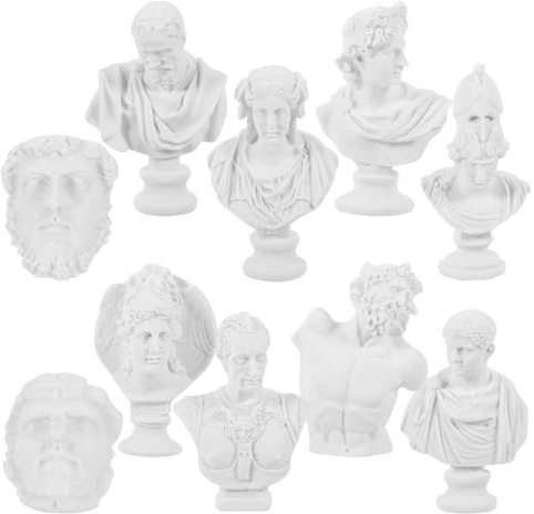CANIGHT Mini Estatua de Yeso Blanco 10 Piezas para Pintar y Decorar | Líneas Suaves, Expresiones Naturales, Acabado Delicado, Adecuado para Bocetos, Manualidades y Estilos Decorativos