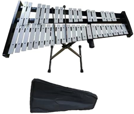 Amagogo Percussion Glockenspiel 37 Note Chromatic Metallophone Xylophone With Aluminum Keys Stable Base And Mallets Portable For Teacher Instruction Band Practice, With Stand