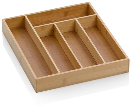 kela Portaposate in bambù per cassetti 30 x 34 x 5 cm, inserto per cassetti con 5 scomparti, KALMA, organizer per cassetti da cucina