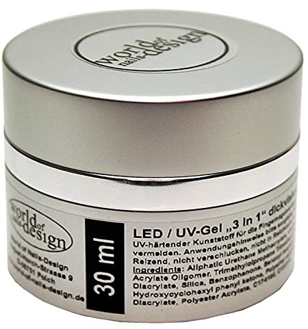 World of Nails-Design Allround LED/UV-Gel 3 in 1, Premium Edition, 1er Pack (1 x 30ml)