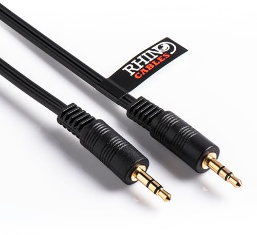 rhinocables Universal 3.5mm Jack Cable (7.5m) | Male to Male Aux Lead with Gold Tips for Phones, Laptops, Car Stereos & Headphones