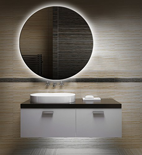 Bilderdepot24 Badezimmerspiegel mit Beleuchtung LED Spiegel - 60 cm Ø - runder Badspiegel mit Licht - Design Spiegel für Bad und Gäste WC hinterleuchtet - beleuchteter Wandspiegel - OZ-LED_FI