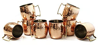 Whitewhale Handmade 100% Pure copper hammered Moscow Mule mugs (Set of 10)
