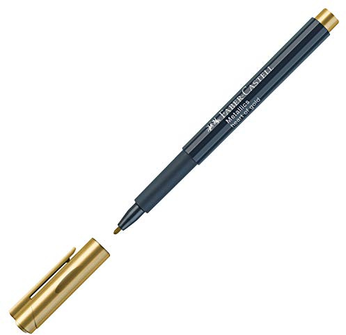 FABER-CASTELL 160750 - Pennarello Metallics con punta in fibra, spessore tratto 1,5 mm, adatto a molte superfici, con effetto metallico Heart of Gold