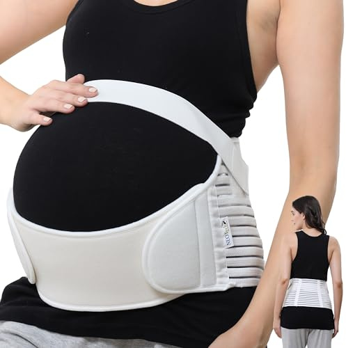 NEOtech Care - Bauchgurt für die Schwangerschaft - stützt Taille, Rücken & Bauch - Schwangerschaftsgurt (Elfenbein, L)