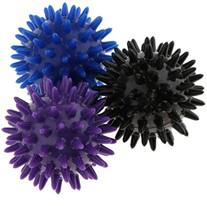 Inzopo 3pcs Boule de Massage Spikey Balle à Picots Masseur Pieds, Dos, Épaules, Bras Soulagement du Stress Réflexologie Acupression - Violet Noir Bleu, 6cm Violet Noir Bleu 6cm