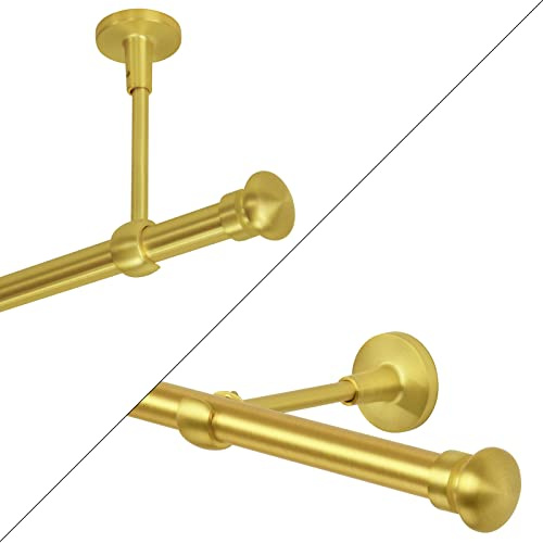 Gardinenstange 1 läufig Vorhangstange 19mm Gold-Matt Messing Antik Vintage-Look Retro-Stil 200 FBall Wand/Deckenbefestigung