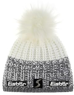Eisbär Focus Lux Crystal Skipool Mütze Beanie Strickmütze Wollmütze Wintermütze Skimütze Bommelmütze Damen - Made in the EU mit Futter, Futter Winter