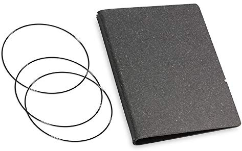 A7, revolutionäres, nachhaltiges X17-Konzept für Notizbuch Personal Organizer und Terminplaner/Hülle für 2 Hefte! Recyceltes Leder, grau graphit, Made in Germany,17 Jahre Garantie*