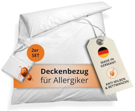 sleepling 2er Set Allergiker Bettwäsche 135 x 200 cm, Milbenbezug, Evolon Encasing Bettdecke, milbenkotdicht, Hausstauballergiker, 95 Grad Kochfest, Made in Germany, weiß