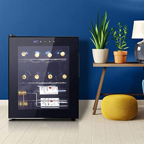 0℃ Outdoor Weinkühlschrank mit Glastür, Weinkühler, Weintemperierschrank, Wine Fridge Freistehend, Wine Fridge mit Temperaturregler: 5-18°C, Weinschrank, Platz für 12 Flaschen, 48 L, Schwarz