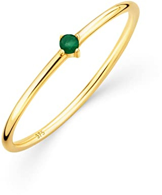 OROVI Verlobungsring Damen -9 Karat 375 Gelbgold – Edelstein Ring, Ring Gold mit natürlichem Smaragd in Krappenfassung, Hypoallergener Goldring, Schmuck Damen, Goldschmuck, inkl. edler Schmuckbox