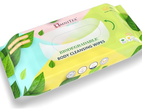 40x Omnitex Biodegradable Extra Large & Extra Thick Body Cleansing Wipes - Microwaveable | Rinse Free Wipes for Camping, Festivals, Elderly Bed Bath | Alcohol Free, With Aloe Vera & Vitamins | 1x 40pk