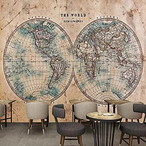 EPZEY 3D Murals for Living Room Custom Photo Wallpaper Vintage World Map Wall Paper 3D Wallpaper Paste Living Room The Wall for Bedroom Mural Border - for Office Bedroom Dining Room 200x150 cm