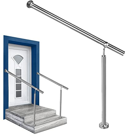 YARDIN Corrimano in acciaio inox, ringhiera d'ingresso, ringhiera da parete, corrimano ad angolo regolabile, per scale, interni ed esterni, scale, 180 x 90 cm (lunghezza x altezza)