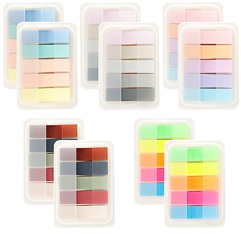 YIKAOMAI® 1000 Stücke Haftnotizen Tabs, 10 Set Morandi Sticky Notes mit Transparente Haftnotizen Page, für Büro Schule Zuhause (5 styles 10 boxes 1000 sheets)
