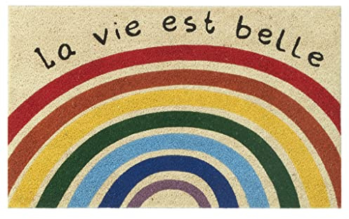 AUBRY GASPARD - Paillasson Coco Intérieur Extérieur avec Inscriptions Arc en Ciel - Envers Latexé Antidérapant - Design Charmant pour Une Entrée Accueillante - 45 x 75 cm
