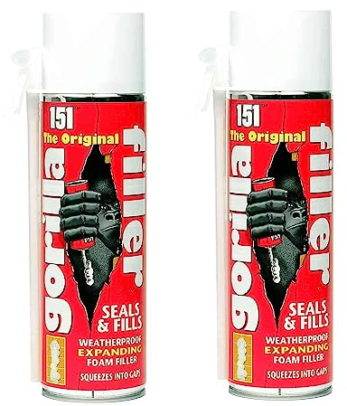 FERRIS | The Original Gorilla Filler [2 x 500ml] Weatherproof Expanding Foam Filler | Securely Seals & Fills, Squeezes into Gaps | Suitable for Filling, Sealing Gaps & Cavities