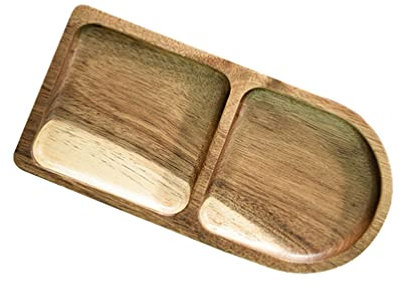 Plato, Platos, Bandeja for utensilios Plato llano de madera Platos de 3 compartimentos con divisores Plato de servir for platos Merienda Postre Tabla de queso Bandeja de aperitivo Vino Plato de carne