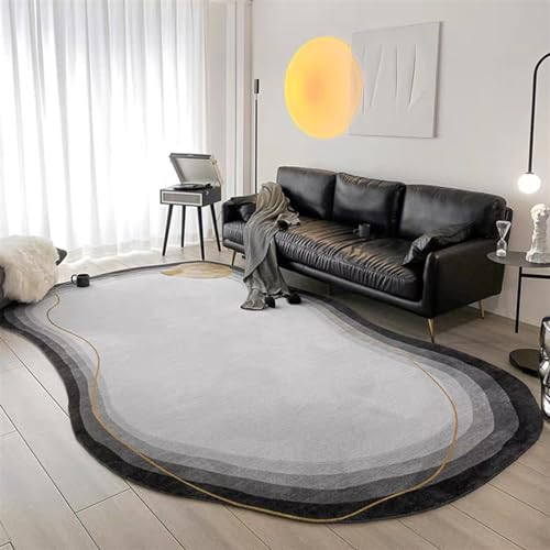 SUABON Unregelmäßiger runder Teppich, weiche, rutschfeste, fusselfreie Matte, Plüsch-Teppich mit modernem, Flauschiger, großer, waschbarer Teppich for Wohnzimmer, Schlafzimmer, Esszimmer