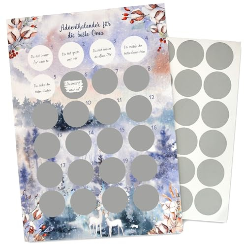 FEENSTAUB Rubbel Adventskalender A3, personalisierter Adventskalender Erwachsene, DIY Weihnachtskalender zum Rubbeln, Adventkalender basteln, kreativer Kalender für Weihnachten