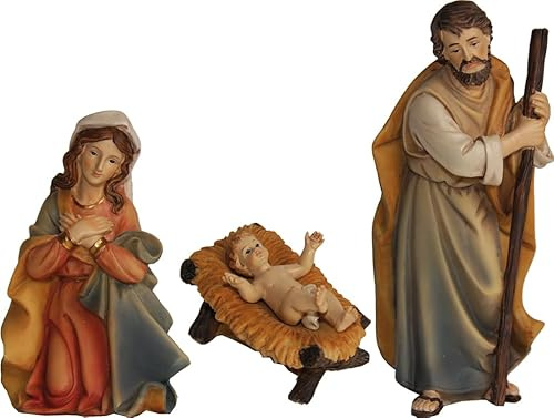 FADEDA 3 figuras de belén decorativas, 17 cm, pintadas a mano, detalles detallados, decoración de mesa de Navidad, accesorios para pesebre