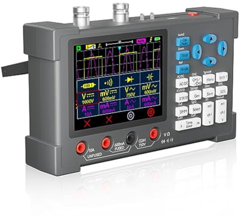 1 set di oscilloscopio portatile a 2 canali, larghezza di banda 120 MHz, 500 /S + tester multimetro digitale, gamma automatica 3 in 1