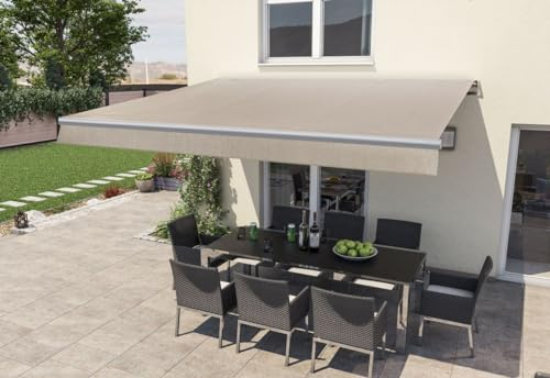 Gelenkarm-Markise Berlin mit Funkmotor beige Breite 300 cm Ausfall 200 cm Markisen