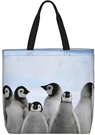 SJOAOAA Einkaufstasche für Damen, Motiv: Gitarre, britische Flagge, wiederverwendbar, leicht, Geschenktasche, waschbar, faltbar, Strandtasche, Einkaufstasche, Junge Pinguine mit, Einheitsgröße
