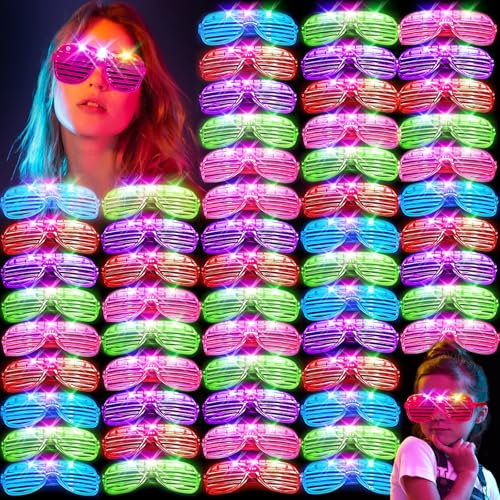 HONLYNE105 PCS LED Glasses, Glow in the Dark Party Supplies Light Up Glasses for Kids Adults, Neon Flashing Glasses Glow Party Glow Glasses Bulk Party Pack for Halloween Birthday Wedding Rave Carnival