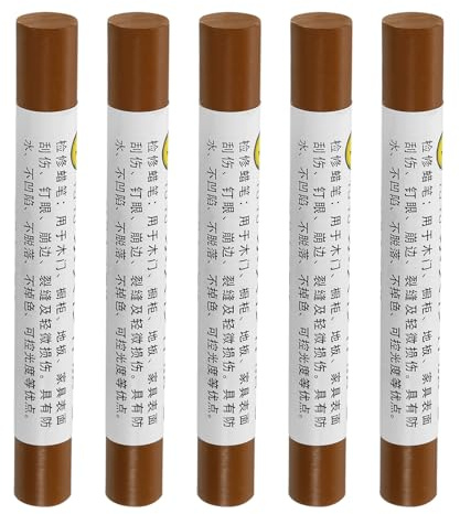 QUARKZMAN Möbelreparaturstifte, 5 Stück - Holzwachsfüllstift, Möbelmarker zum Auffrischen - für Kratzer Löcher Tische Schreibtische Holzböden Abdeckungen, Dunkel Schwarz Braun.
