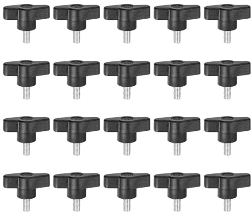 QUARKZMAN 20 Stück Rändelschrauben mit T Flügelknöpfe M6 x 12mm Kunststoff T-Kopf Gewindebolzen Klemmschraube Flügelschraube Haltegriffe 36mm Klemmknopf Daumenschrauben für Maschine, Schwarz