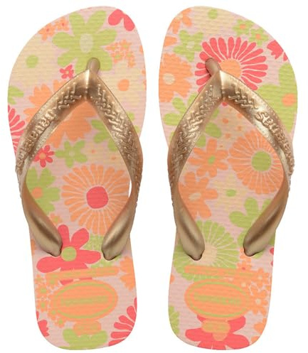 Havaianas - Kids Flores, Infradito, Comode, Resistenti E Divertenti, Suola Con Stampa Floreale, Cinghie Metalliche E Suola Antiscivolo, Ragazze