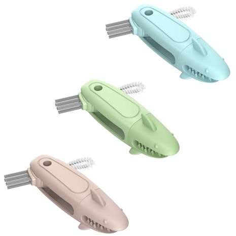 TQRR 3Pcs 3 in 1 Cup Lid Gap Cleaning Brush Set, Shark Brush, Multifunctional Water Bottle Brush, Bottle Gap Cleaner Brush, Cleaning Tools for Office Home Kitchen