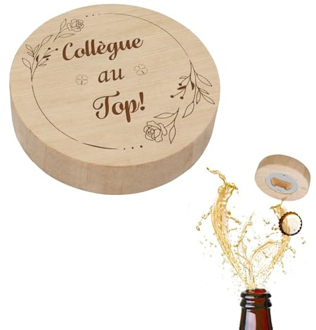 Collègue Au Top Decapsuleur Bois,Cadeau Collègue Ouvre Bouteilles,Cadeaux Collègue De Travail,Cadeau Collègue Noel Anniversaire