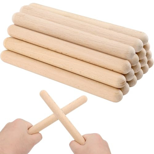 KEILEOHO 30 Stücke Klanghölzer 20 x 2 cm, Klangholz Instrument Set, Rhythmus Sticks Rhythmusstäbe Klangstäbe aus Holz für Bands, Profis, Anfänger