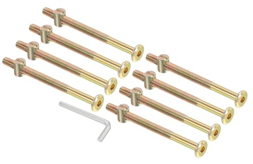 PATIKIL 8 Pièces Boulons Pour Lits Superposés M8 x 110mm Couleur Zinc | Ensemble De Vis À Tête Hexagonale À Empreinte Intérieure, Boulons Écrous Assortis Avec 1 Clé Pour Meubles Lits