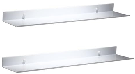 AJINGELA An der Wand montiert Schwimmend Metall Regale Leiste,Weiß Badezimmerregal Wandregale,Platzsparend Rostfrei Extra stark Ladekapazität Lagerregal(2pcs,60cm)