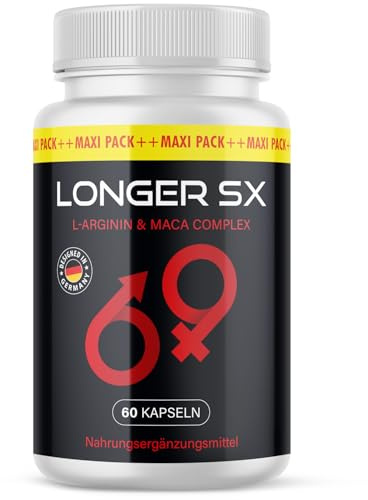 Longer SX Kapseln | mit L-Arginin, L-Citrullin sowie Maca, Traubenkernextrakt und Zink | 60 Kapseln Inhalt pro Dose 1x
