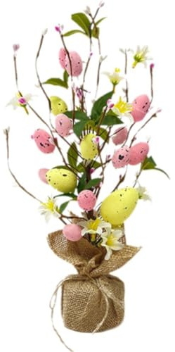Dianzan Mini-Osterei-Baum-Bonsai-dekor, Künstliche Osterbaumdekorationen Für Osterei-baumzweig-Ornament Für Ostergeburtstag
