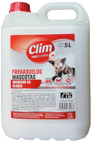 Clim Profesional - 5L Fregasuelos Mascotas Perfumado con Acción Reforzada. Evita el Mal Olor de Orines de Mascotas y Limpia Todo Tipo de Suelos.