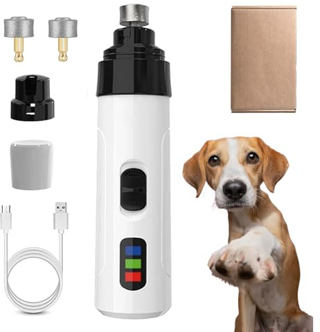 Krallenschleifer FüR Hunde, Krallenschleifer Pro Salon-Stressfreie Krallenpflege FüR Hunde, Silent Pro Nail Grinder Mit 2 Geschwindigkeiten, FüR Kleine MittelgroßE Gro (Standardmodell + Schleifkopf*2)