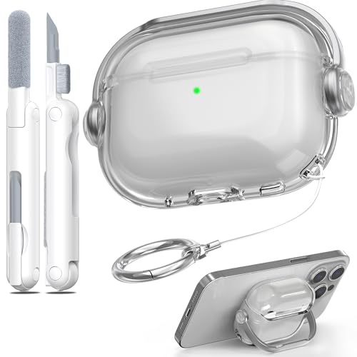 MHYALUDO Compatible avec étui AirPods Pro 2ème Génération, Design Support avec Verrouillage sécurisé, Coque Anti-jaunissement & Anti-Choc avec kit de Nettoyage pour AirPods Pro 2, Noir