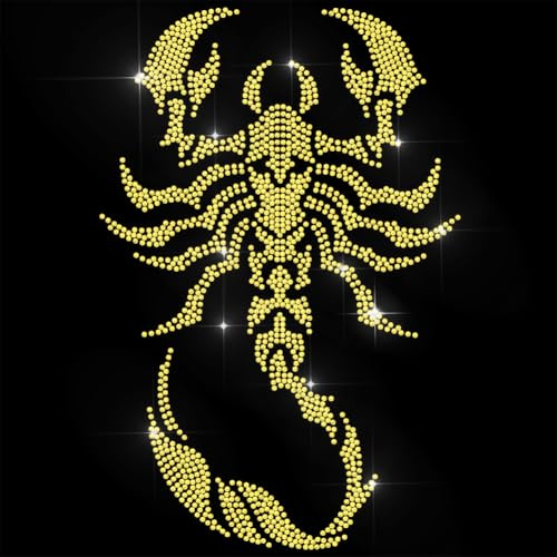 ANATTASOUL Bügeleisen Auf Strass Transfer Aufkleber 29.7×21 CM Kristall Bügelaufkleber Goldener Skorpion Patch Für Kleidung Hut Tragetasche DIY Kunsthandwerk Geschenke Festival