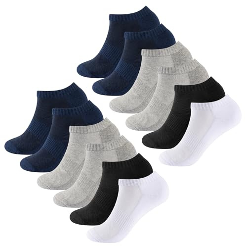 The Essentials Wardrobe Mens Ladies 6/12 Pairs Trainer Liner Socks Unisex Sports Cushioned Low Cut Ankle Running Socks Athletic Cotton Rich Elastane Stretch